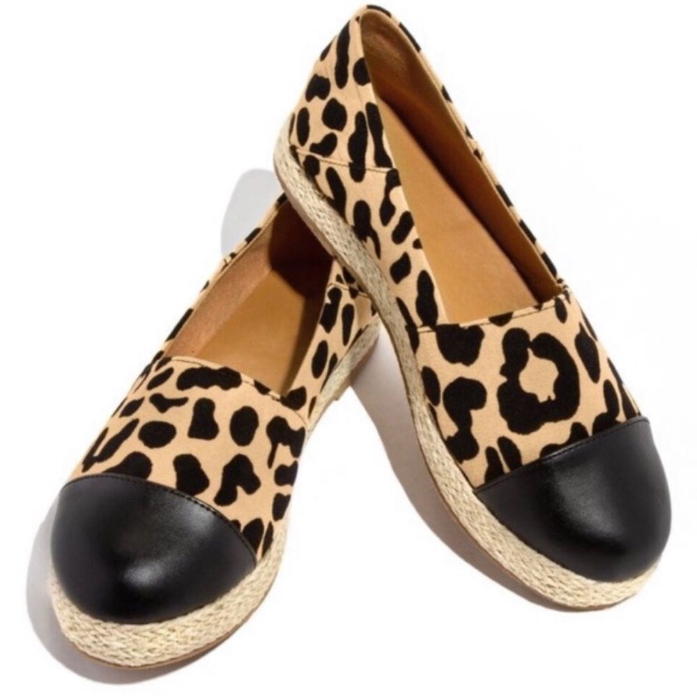Leopard Espadrille Trim Dressy Slip On